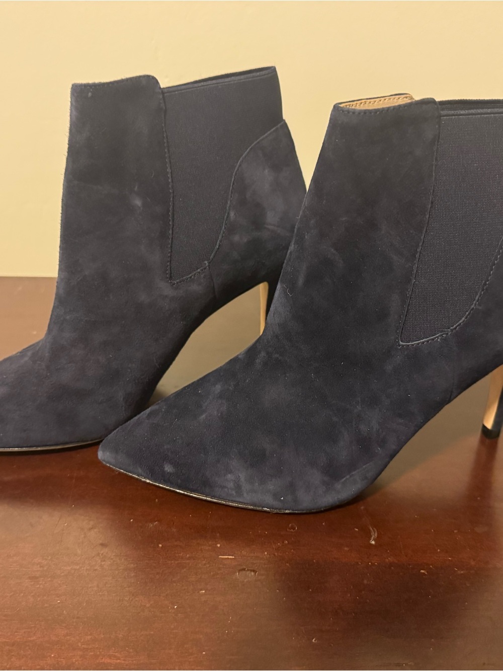Boden Navy Suede Pointed-Toe Ankle Boots